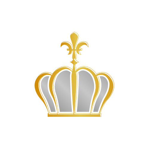 金 銀に輝く百合の紋章が飾られた王冠のイラスト 無料 商用可能 王冠 クラウン素材